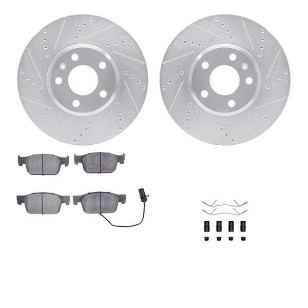 Dynamic Friction Co 7312-73086, Rotors-Drilled, Slotted-SLV w/3000 Series Ceramic Brake Pads incl. Hardware, Zinc Coat 7312-73086